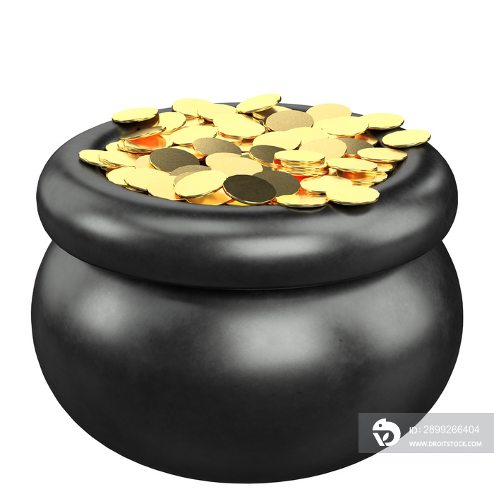 3d rendering illustration of a pot of gold