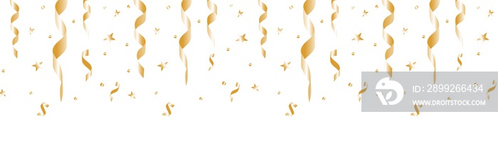 Realistic hanging gold confetti on transparent background. Festive confetti. Christmas background. PNG image