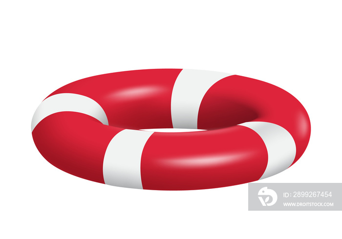 Red and white lifebuoy for summer advertising design