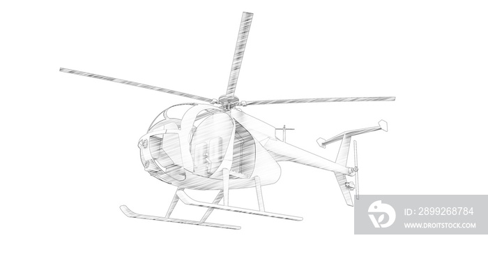 3d rendering of a small helicopter isolated in white background