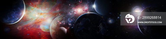 Planets and galaxy in outer space. Elements of this Image Furnished by NASA