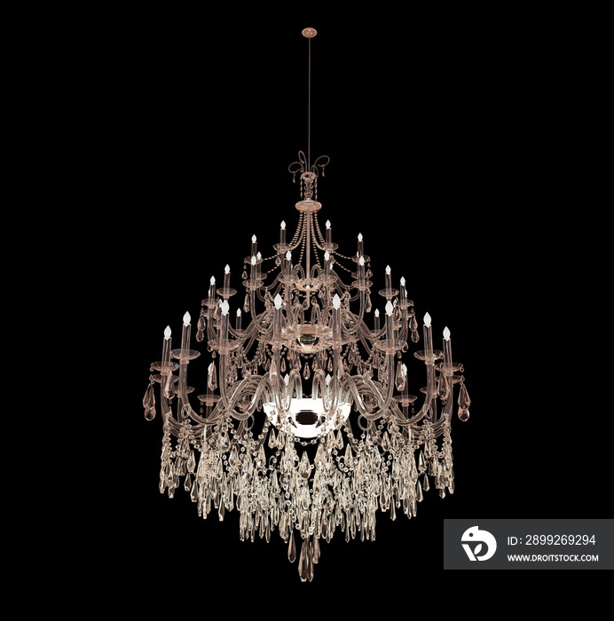 3d Render Retro chandelier  isolated on black background