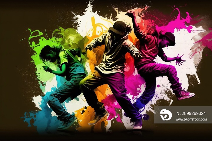 colorful art of crazy hip hop dance 8k background