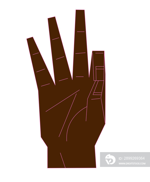 Diverse Hand Signals Number 9 ASL Dark Skin Tone