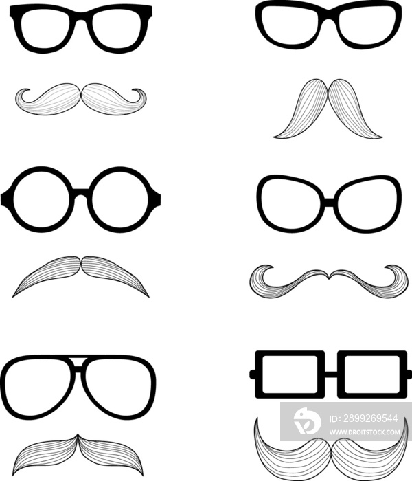 Set of glasses with mustache