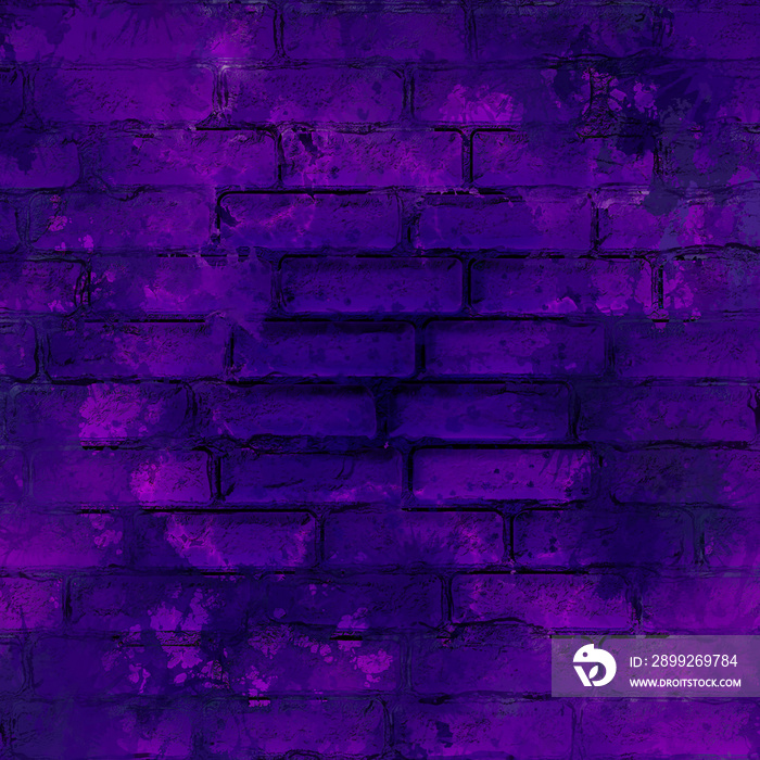 Cartoon dirty stained purple brick wall