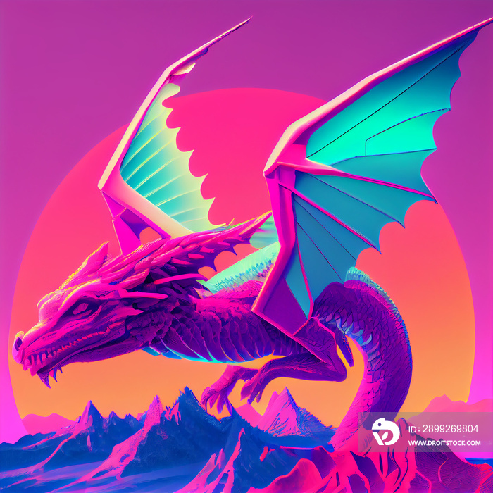 Vaporwave dragon ai art