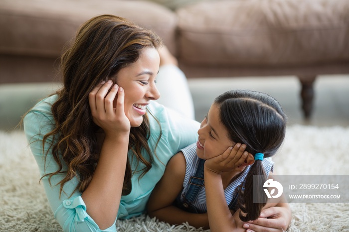 Happy daughter and mother interacting