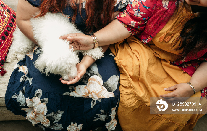 South Asian Mother and daughter portraits at home