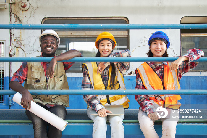 Portrait of group engineers or industrial workers.