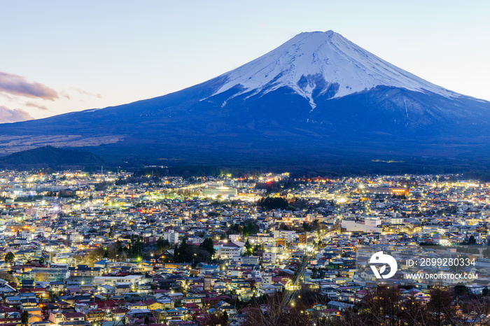 富士山と夜景　世界遺産　日本の絶景