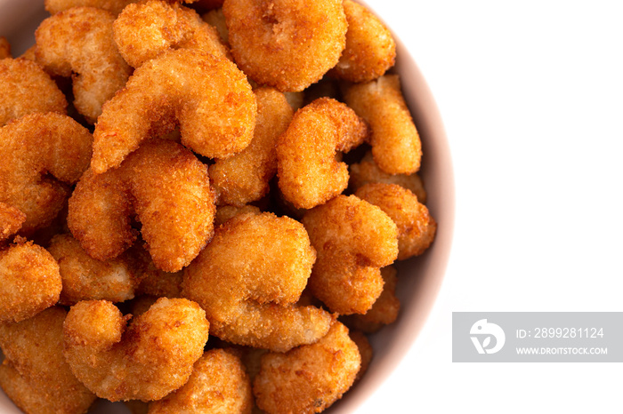 A Bowl of Popcorn Shrimp Isolated on a White Background