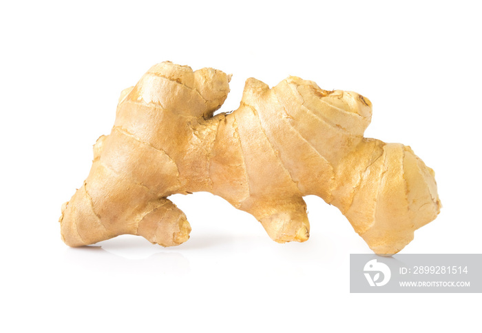 Fresh ginger on white background, herb medical concept