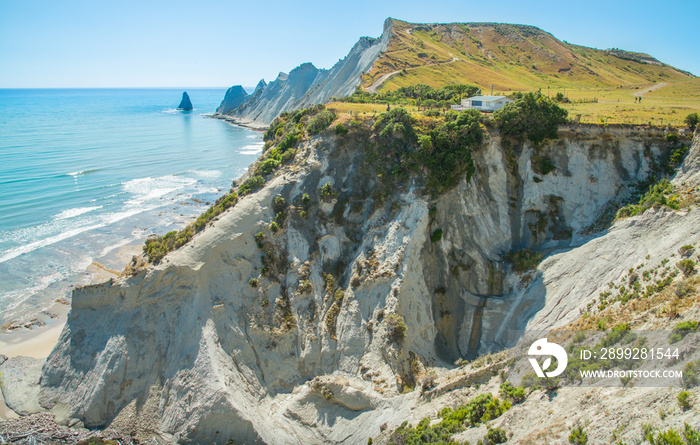 The scenery view of Cape Kidnappers an iconic famous landscape of Hawke’s Bay region, New Zealand.