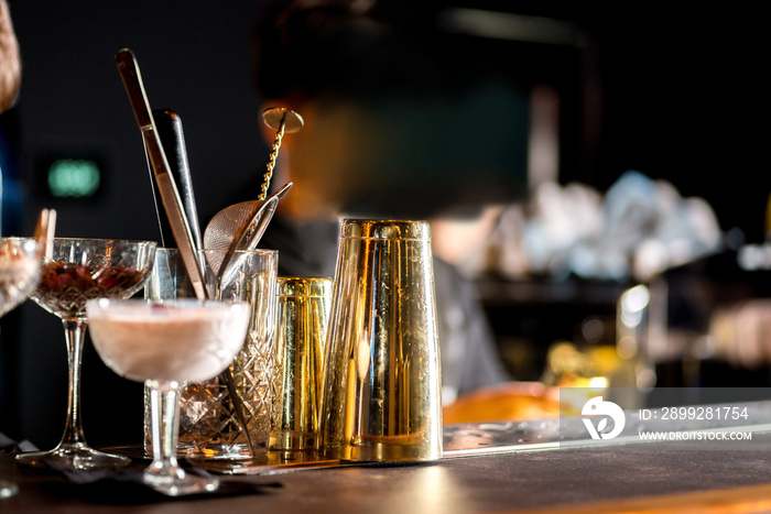 bartender’s tools on the table