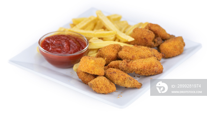 Portion of Chicken Nuggets isolated on white