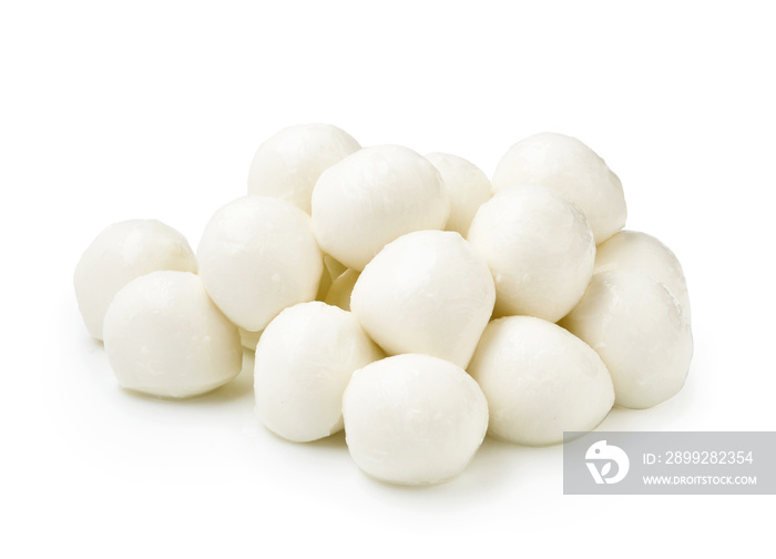 Baby mozzarella isolated on white background. Group of bocconcini mozzarella cheese.