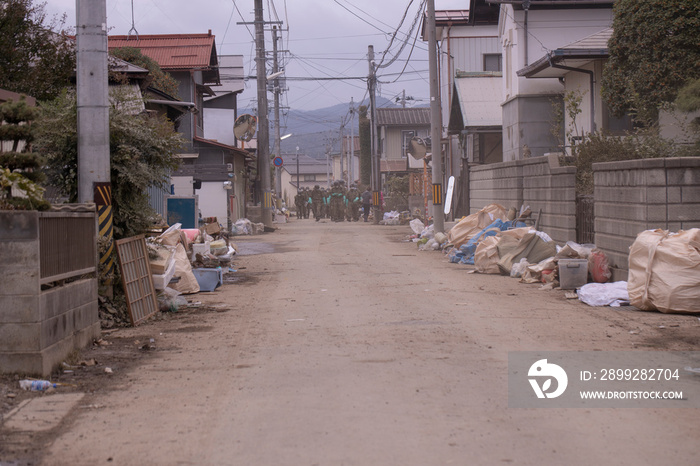 洪水の被災地