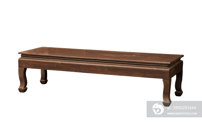 Low wooden table isolated.