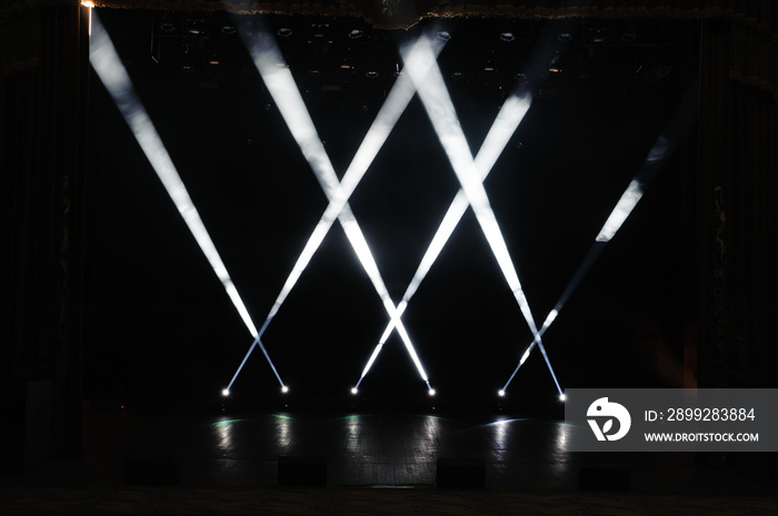 Free stage with lights, lighting devices.