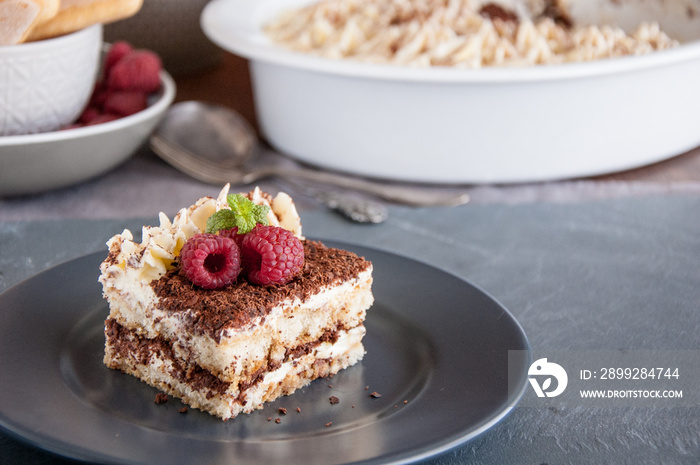 Home-made traditional Italian dessert tiramisu