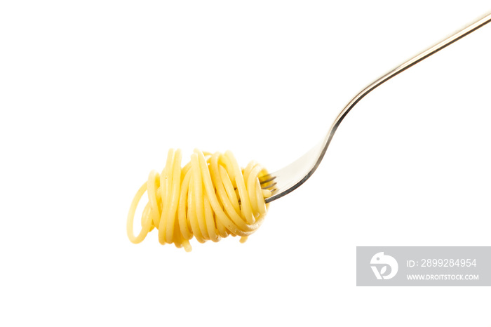 spaghetti spaghetti on a fork isolated against a white background