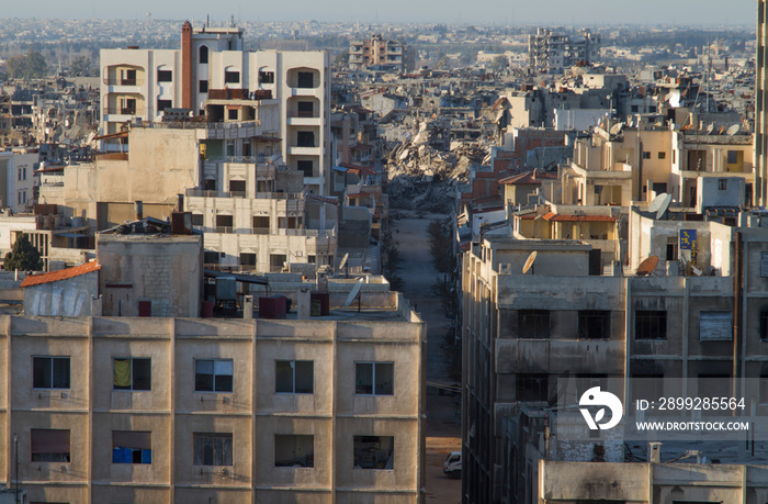 Destroyed Homs centre, Syria