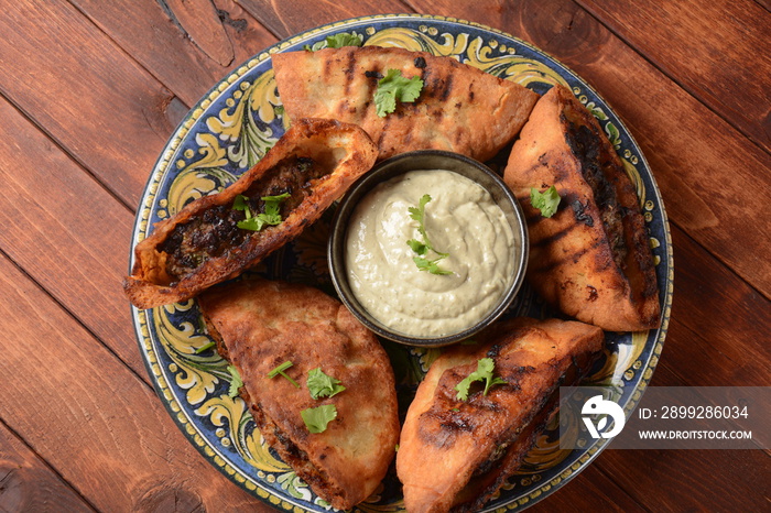 Arayes - kebab in a baked pita. Traditional arab food