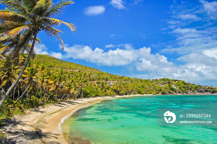 Beautiful Industry Bay on Bequia Island, Caribbean Sea region of Lesser Antilles