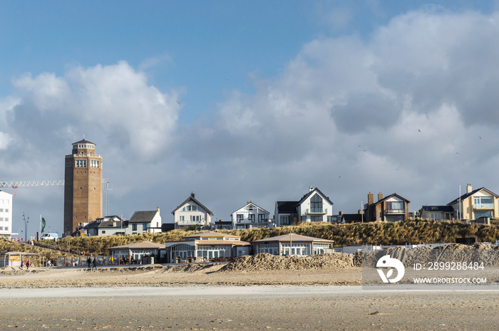 Beach houses and the lighthouse at Zandvoort