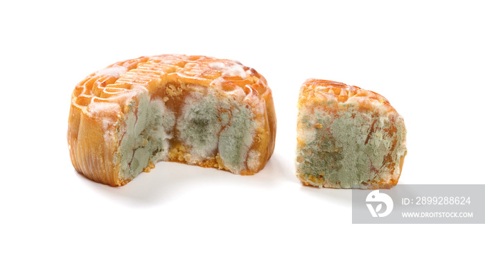 cut out moldy moon cakes on white background