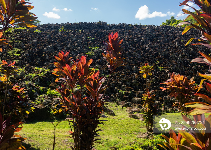 Ulupo Heiau historic hawaiian religious site near Kailua on Oahu, Hawaii