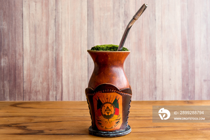 Traditional Gaucho Chimarrão, yerba mate tea Symbol of the state of Rio Grande do Sul.