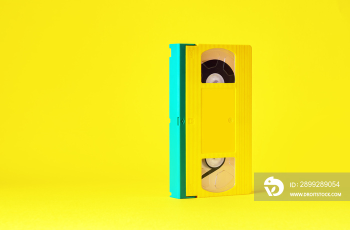Video tape on colored background, videocassette