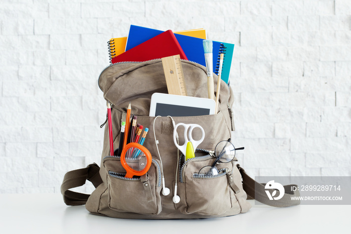 Backpack with school supplies