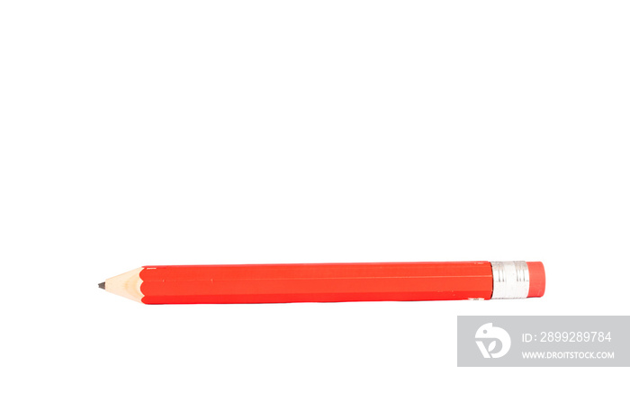 Big red pencil isolated on white background