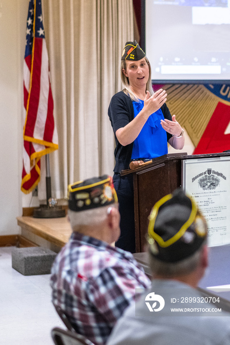 Veterans from foreign wars get together for a monthly meeting.