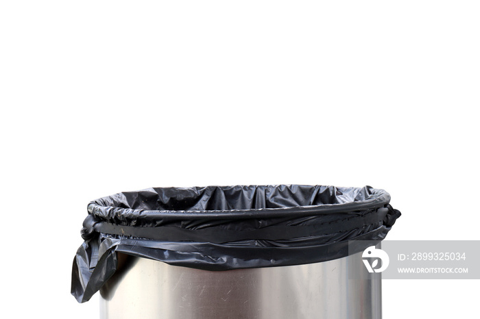 stainless bin for waste on white background, bin for waste garbage recycle