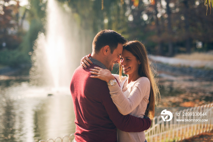 Romantic couple at public park