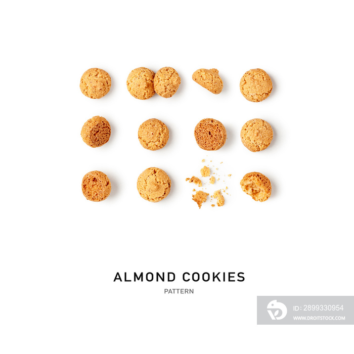 Almond cookies amarettini creative pattern