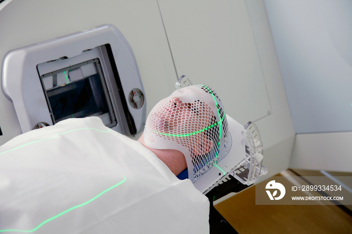 Man receiving Radiation Therapy (Radiotherapy) Treatments for Brain Tumor