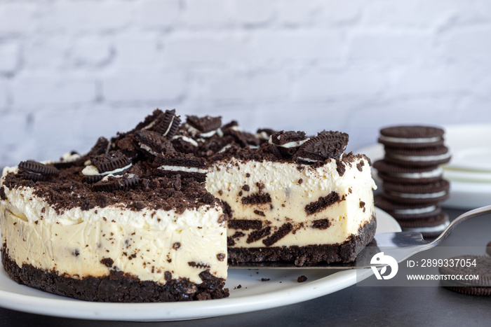 homemade no-bake cookies and cream cheesecake.