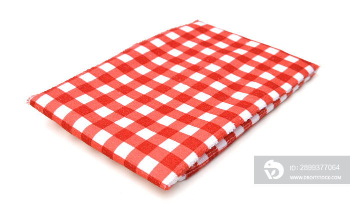 red folded tablecloth isolated