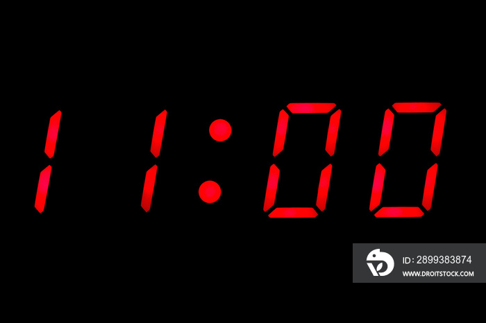 Digital clock showing eleven oclock