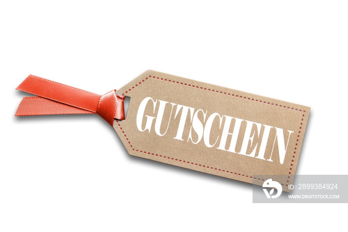 Gutscheinlabel mit schönem Geschenkband