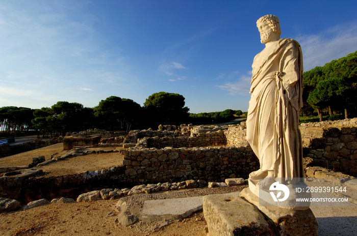 Sculpture of Asclepius in Empuries ruins, Girona province, Catalonia, Spain