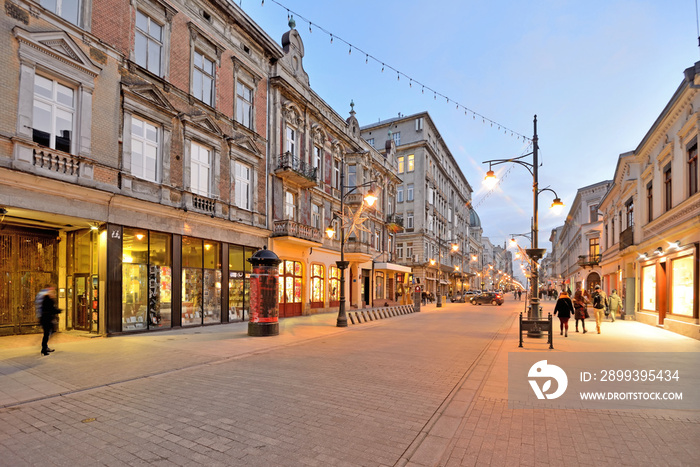 Łódź, Poland - Piotrkowska street.