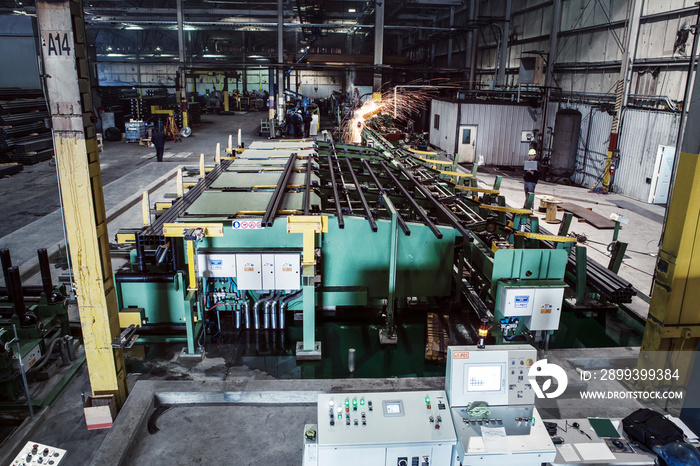 Elevated view of industrial workshop