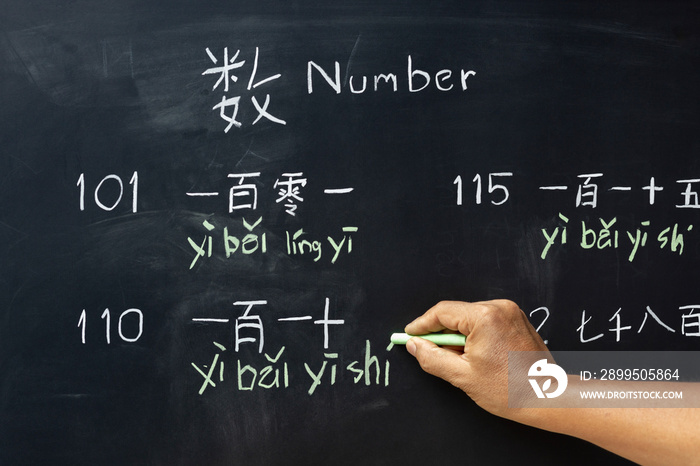 Learning chinese alphabet  pinyin  in classroom.