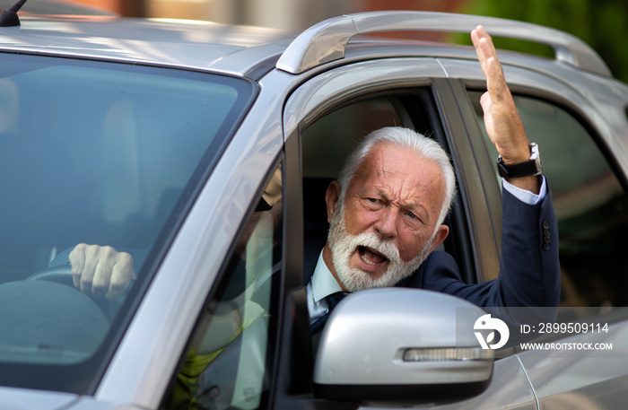 Frustrated driver yelling from car